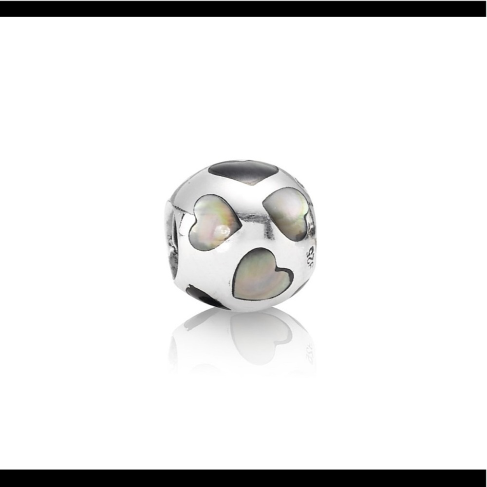 Pandora Love You Black Enamel Heart Silver charm
